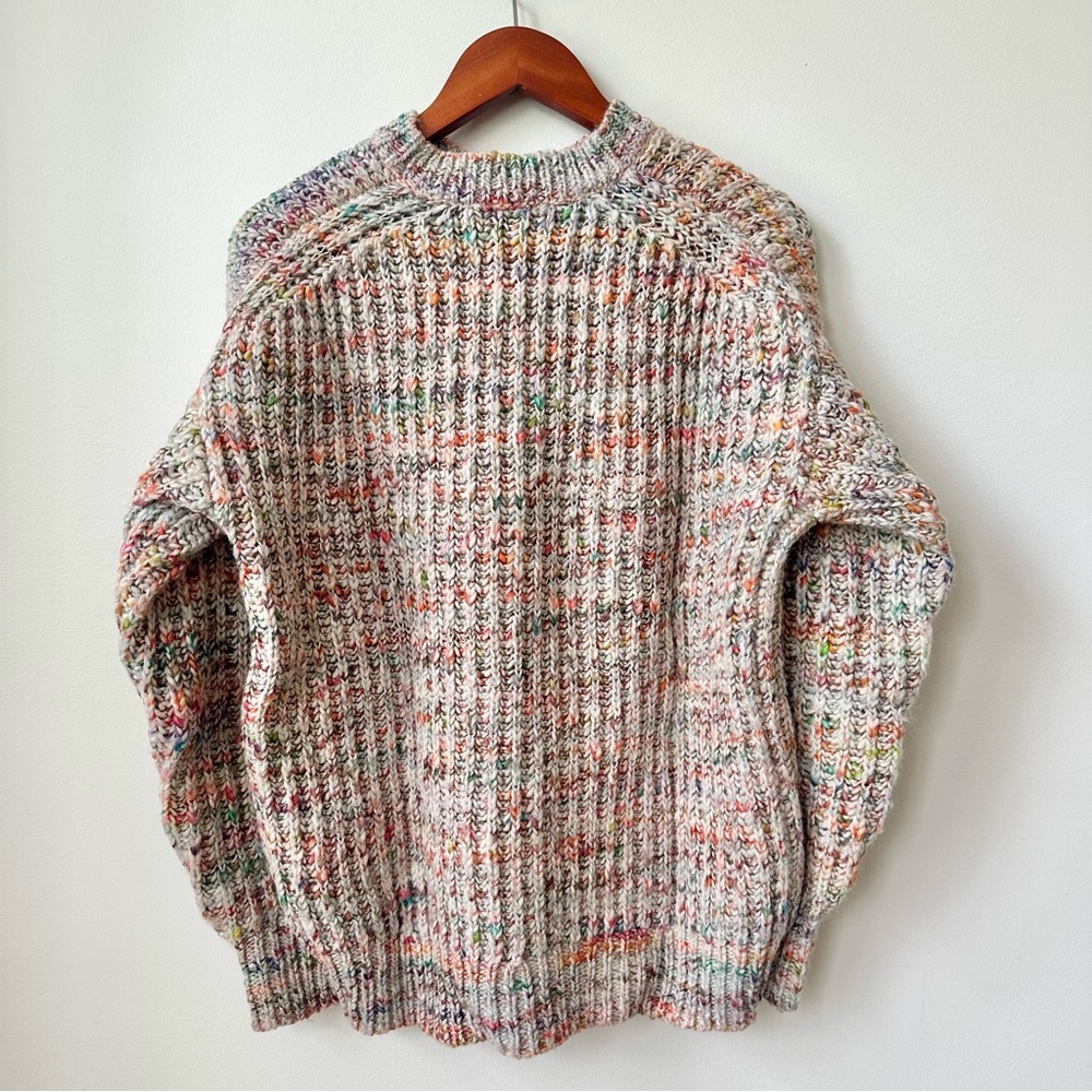 ARITZIA | WILFRED FREE RETROGRADE MULTI COLOR RAINBOW YARN GRANDPA KNIT SWEATER - Picture 2 of 14